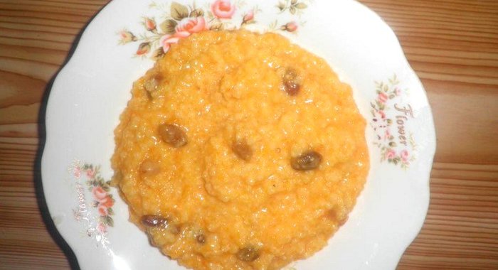 Тыквенная каша с пшеном и с изюмом