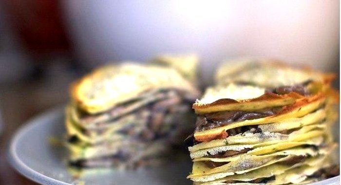 Грибной торт из блинов