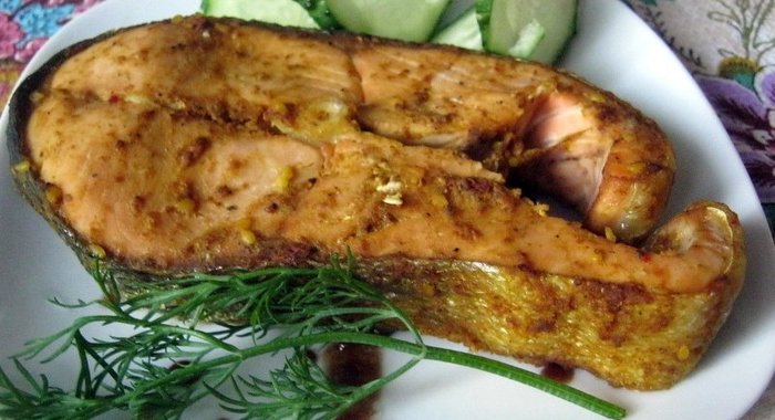 Стейк из кеты на пару