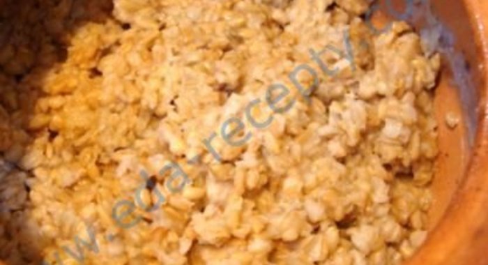 Каша из цельного овса, томлёная в горшочке