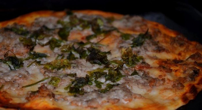 Лепешка с фаршем и зеленью