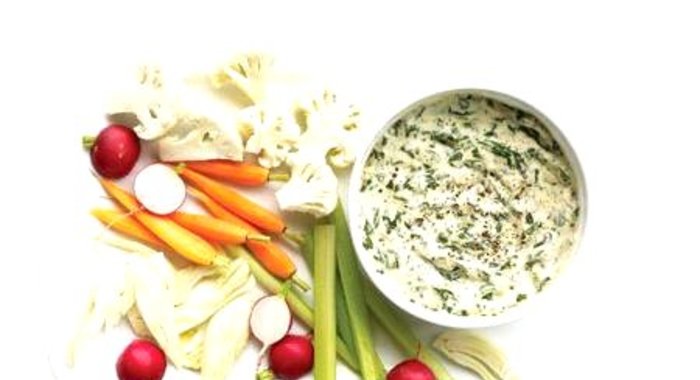 Овощи с соусом из шпината