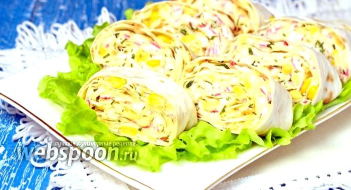 Рулет из лаваша с крабовыми палочками