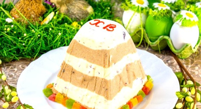 Ванильно-шоколадная творожная Пасха