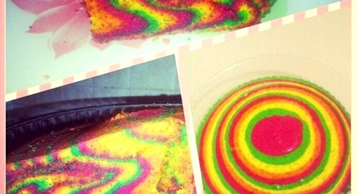 Радужный сметанный пирог с маком