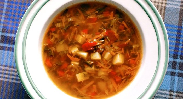 Вегетарианские щи со шпинатом