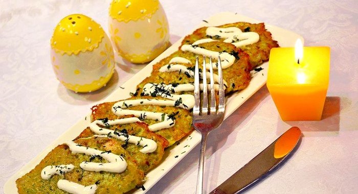 Овощные оладьи с грибами