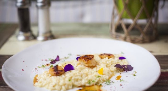 Лимонное ризотто с гребешками