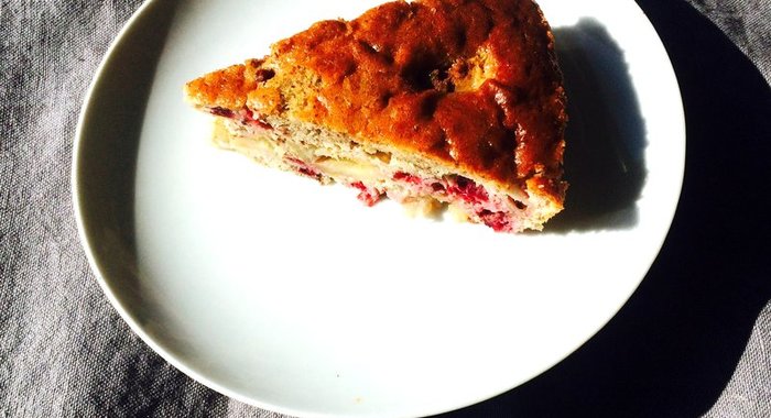 Шарлотка с антоновкой и брусникой без глютена