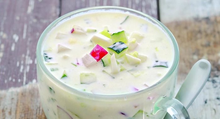 Вегетарианская окрошка на кефире