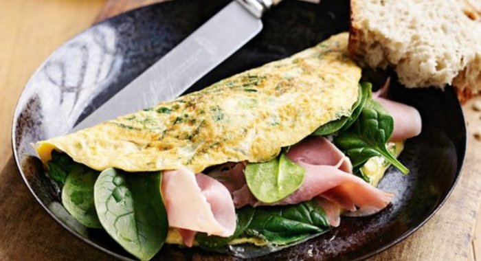 Омлет с ветчиной и грибами