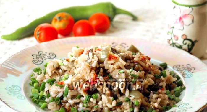 Плов вегетарианский с грибами в мультиварке