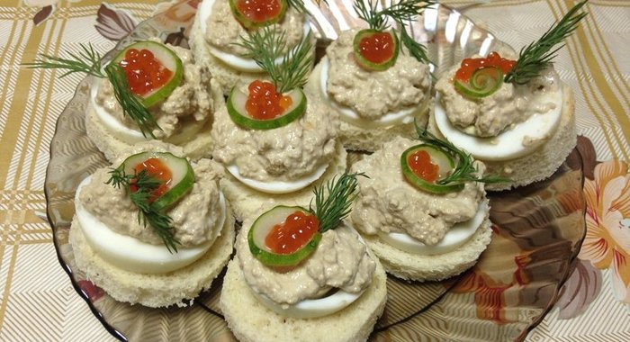 Бутерброды с печенью трески