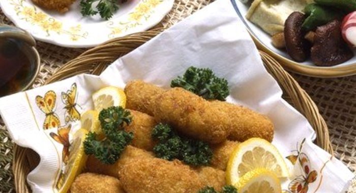 Шашлыки из кальмаров в корочке из пармезана