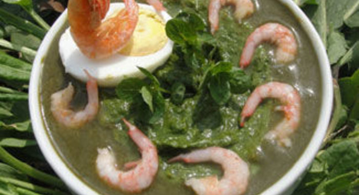 Суп-пюре из щавеля с креветками Пробуждение Природы