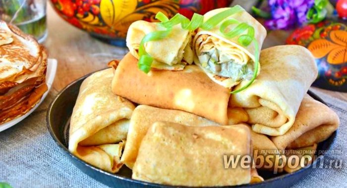 Блинчики с вёшенками и опятами