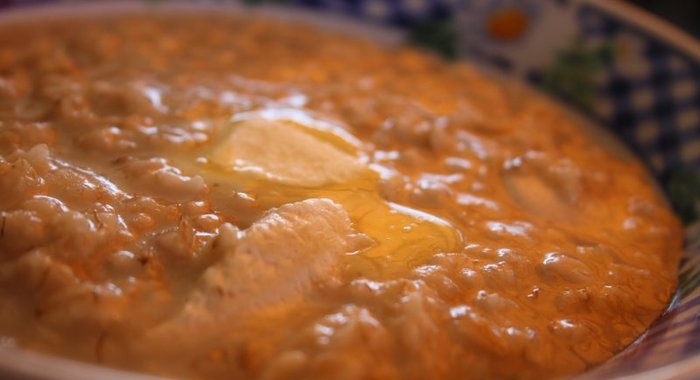 Овсяная каша на курином бульоне