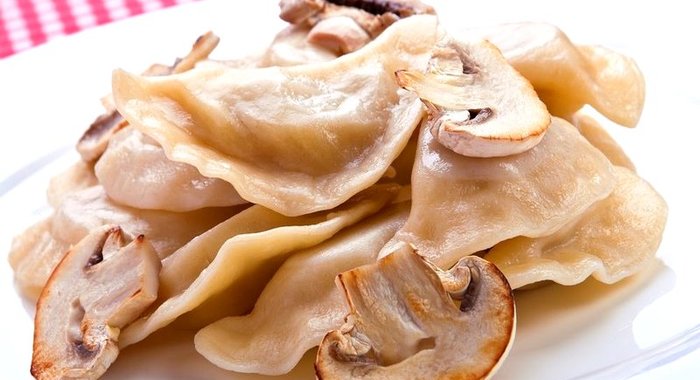 Постные вареники с грибами