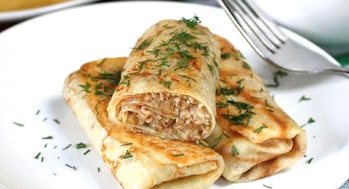 Блинчики с куриным фаршем