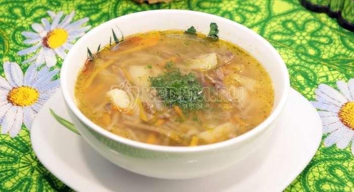 Щи с капустой и языком