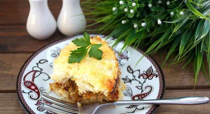 Запеканка мясная с рисом