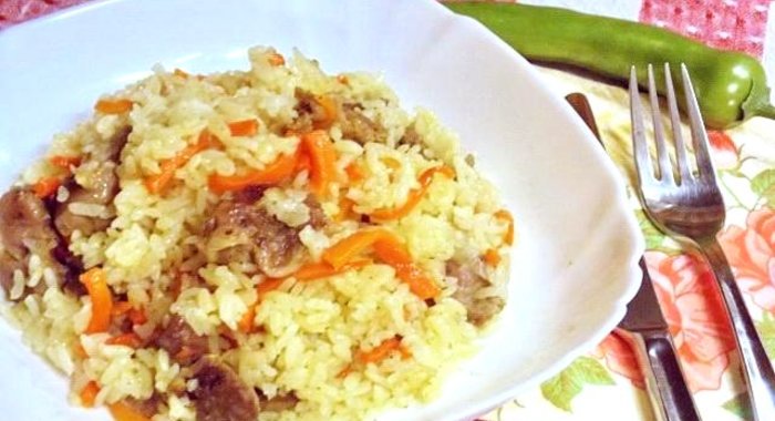 Плов из куриных желудков