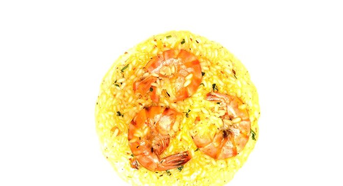 Ризотто с креветками и тобанджаном