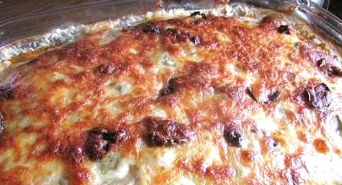 Запеканка мясная с грибами