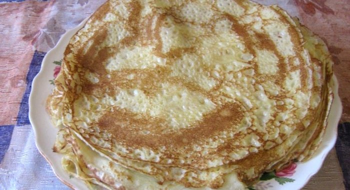 Блинчики на молоке с кипятком