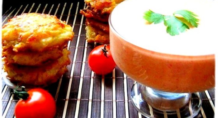 Мусс из запеченных овощей с картофельными оладьями