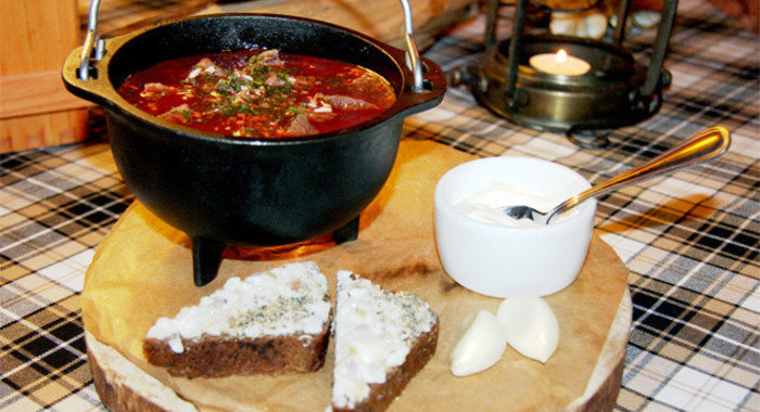 Борщ с мясом лося