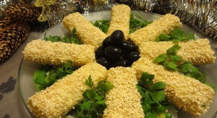 Рулетики из сыра с начинкой