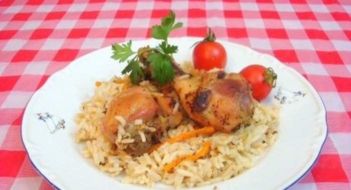 Плов из курицы в рукаве