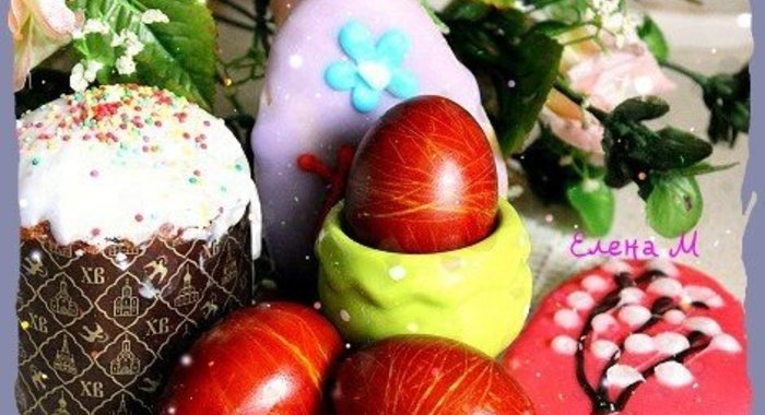 Пасхальные яйца, окрашивание луковой шелухой и нитками