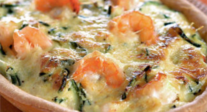 Пирог с креветками и цукини