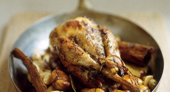 Перепелка с каштанами и иранским пловом