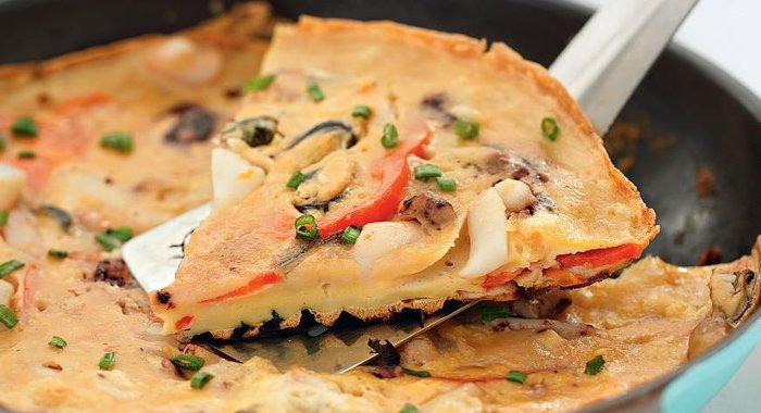 Корейская «пицца» с морепродуктами