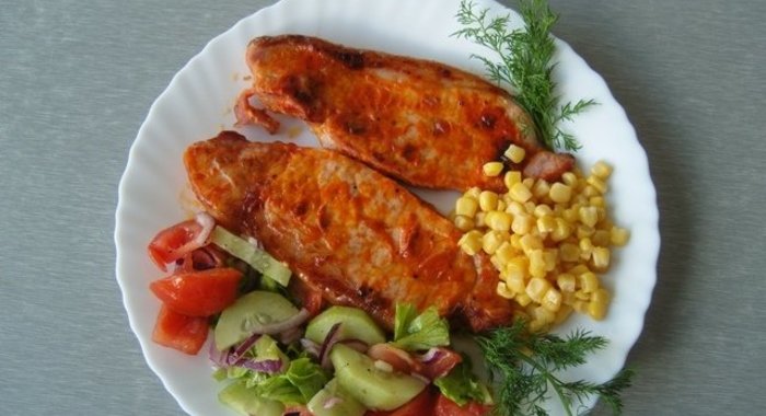 Стейк из свинины в аэрогриле