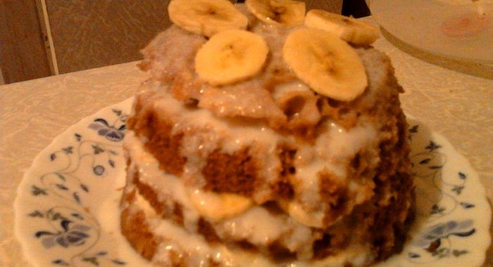 Бисквит с бананами и кефирным кремом