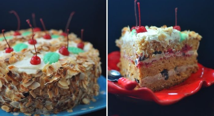 Медовый бисквит с кремом «Milky Way» и черносливом