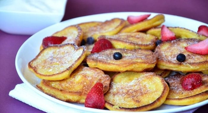 Оладьи с тыквенным пюре и яблоками