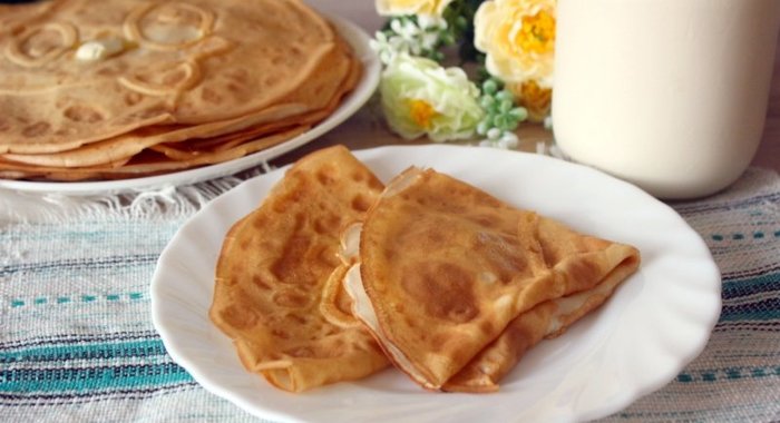 Тонкие блины на молоке и воде