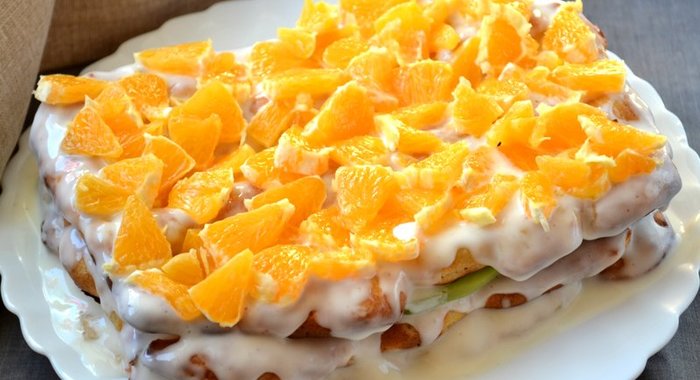 Торт из заварного теста с фруктами