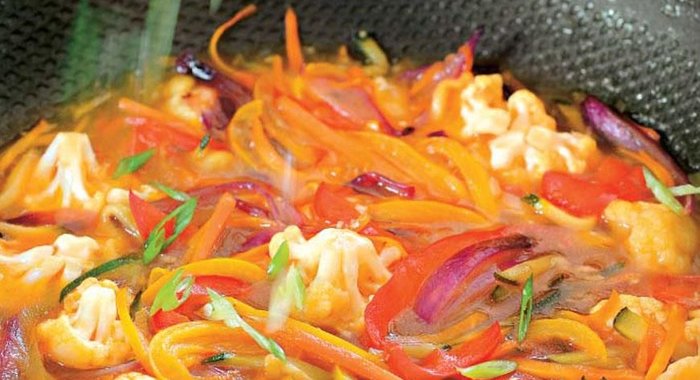 Овощи в кисло-сладком имбирном соусе