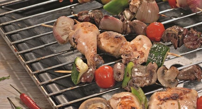 Шашлыки из курицы с овощами