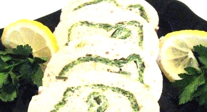 Рулет-суфле со шпинатом и рыбой