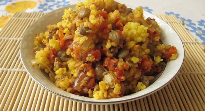 Запеканка из пшена с чечевицей