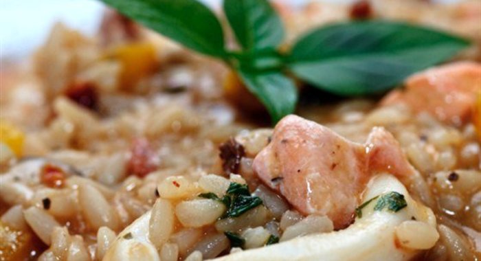 Ризотто с лососем и укропом