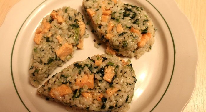 «Ризотто» со шпинатом и семгой