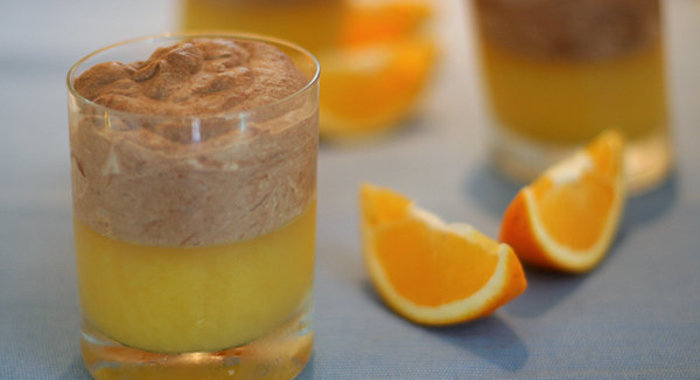 Апельсиновое желе с шоколадным муссом